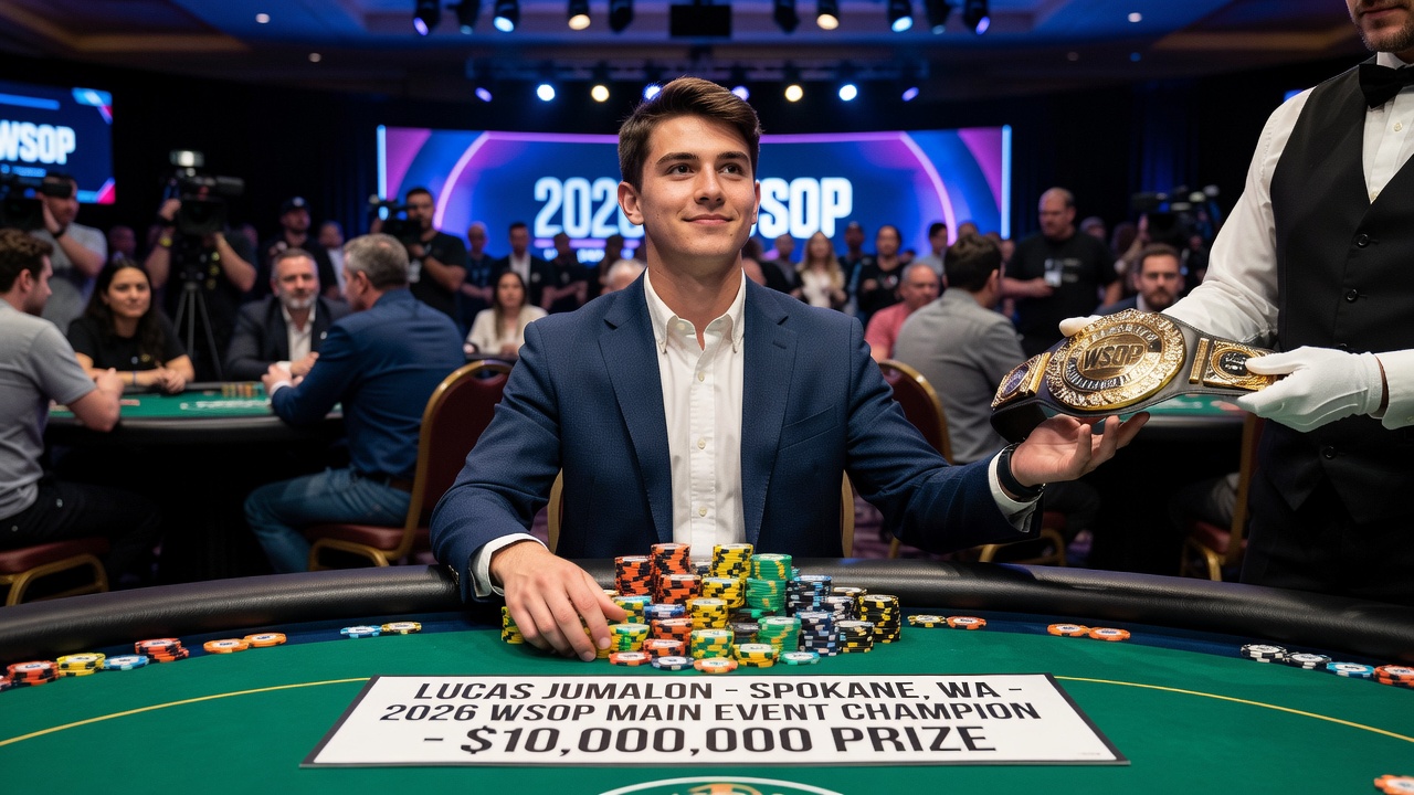 Detailed view of poker chips and cards during a high-stakes WSOP final table session